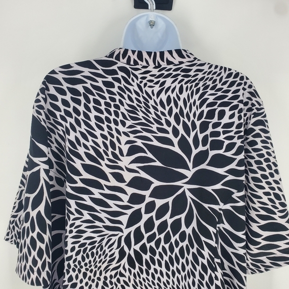 Maggie Barnes Catherines 2X Shirt Top Black White Button Down Stretch Womens - Picture 7 of 8
